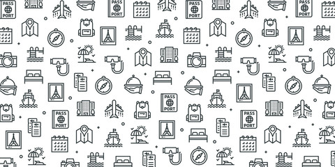 TOURISM AND TRAVEL SEAMLESS PATTERN