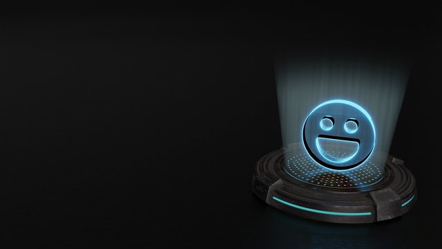 3d hologram symbol of emoticons joyful 2 icon render