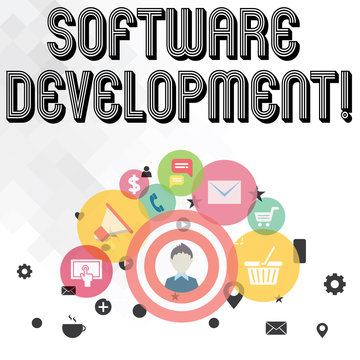 Handwriting text writing Software Development. Conceptual photo software is created using a specific programming photo of Digital Marketing Campaign Icons and Elements for Ecommerce