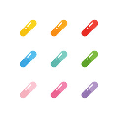 Set, collection of cute colorful pills, medications isolated on white background.