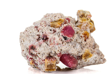 macro mineral tourmaline stone on white background