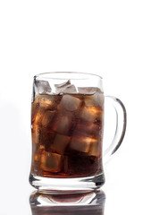 Coke and ice in a glass