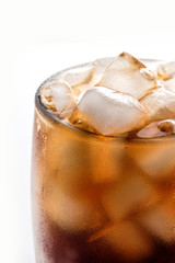 Coke and ice in a glass