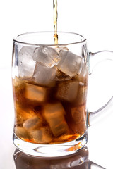 Coke and ice in a glass