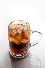 Coke and ice in a glass