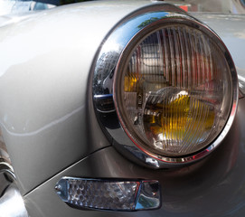 Vintage car headlight of the 1970s