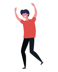 young man dancing in white background