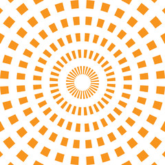 Sun ray geometric abstract pattern background with orange and white colors.