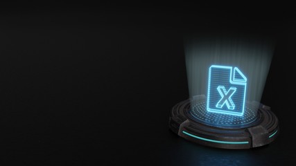 3d hologram symbol of file excel icon render