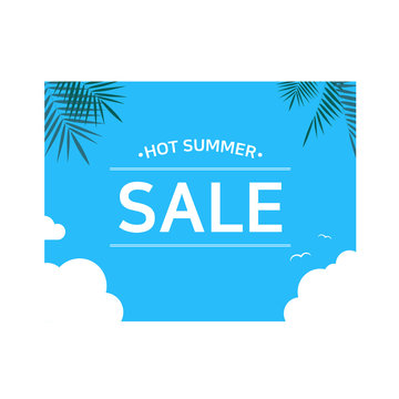 Vector illustration of summer event for Cloud, summer, palm tree, sky, event, sale, special price, coupon, discount, popup, background, aqua.