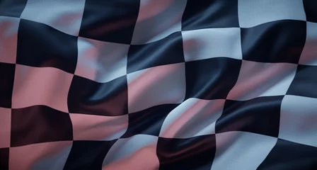 Fotobehang Formule 1 Witte en zwarte vlag geruit voor race.