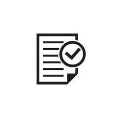 Compliance document icon in flat style. Approved process illustration on white isolated background. Checkmark business concept