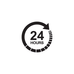 24 hours clock sign icon in flat style. Twenty four hour open vector illustration on white isolated. Timetable business concept