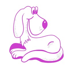 Cute cartoon dog, cartoon character, digital drawing in vector