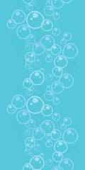 Vector floating blue bubbles vertical seamless border pattern texture background. Perfect for wallpaper, graphic design elements, invitations, or fabric 