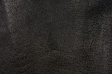 Old vintage genuine soft black leather texture background, top layer with pores and scratches,...