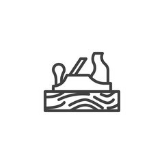 Hand plane line icon. Carpenter tool for shaping wood linear style sign for mobile concept and web design. Jointer plane outline vector icon. Woodworking tool symbol logo illustration. Vector graphics