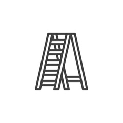 Folding ladder line icon. linear style sign for mobile concept and web design. Construction stepladder outline vector icon. Symbol, logo illustration. Vector graphics