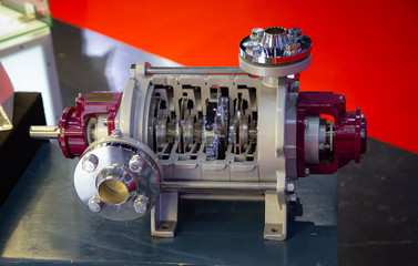 Cut-away show section of boiler feed pump for HRSG in power plant