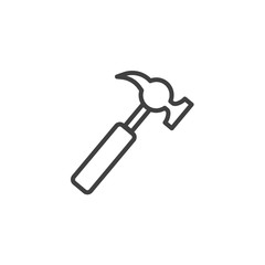 Claw hammer line icon. linear style sign for mobile concept and web design. Hammer outline vector icon. Repair service symbol, logo illustration. Vector graphics