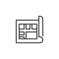House blueprint line icon. linear style sign for mobile concept and web design. Architect house plan outline vector icon. Symbol, logo illustration. Vector graphics