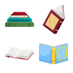 Vector design of library and bookstore icon. Collection of library and literature stock symbol for web.