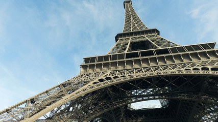 Eiffel Tower a landmark of Paris from below