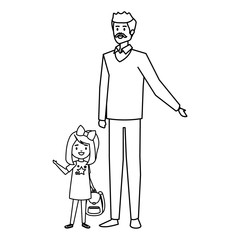 happy student girl with male teacher