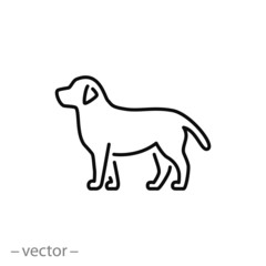 dog icon, line symbol on white background - editable stroke vector illustration eps10