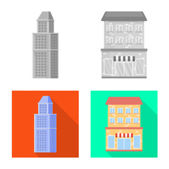 Vector illustration of municipal and center icon. Collection of municipal and estate vector icon for stock.