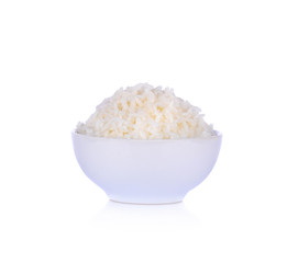 Rice in a bowl on white background