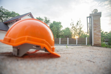 Architectural and Engineer Office desk background construction project ideas concept, with drawing equipment