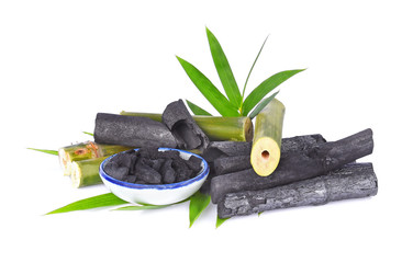 Charcoal and bamboo natural on white background
