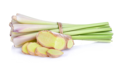 Lemongrass and Ginger on white background
