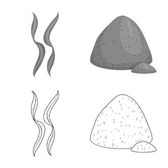 Vector design of protein and sea sign. Collection of protein and natural stock vector illustration.