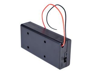 2x 18650 Battery Holder Connector Storage Case Box ON OFF Switch isolated on white background