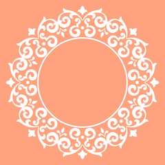 Decorative frame Elegant vector element for design in Eastern style, place for text. Floral pink border. Lace illustration for invitations and greeting cards