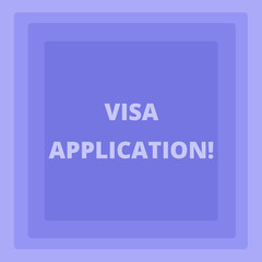 Handwriting text writing Visa Application. Conceptual photo conditional authorization granted by country to foreigner Pattern of Concentric Square photo in Pastel Blue with Same Center Point