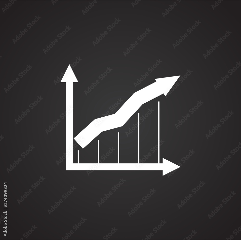 Poster up grow chart icon on background for graphic and web design. simple illustration. internet concept s