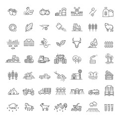 Set of Agriculture and Farming Line Icons