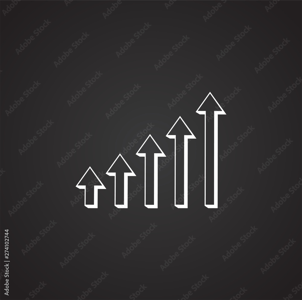 Poster up grow chart icon on background for graphic and web design. simple illustration. internet concept s