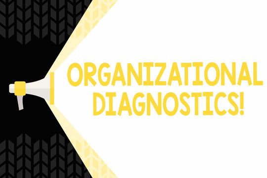 Text Sign Showing Organizational Diagnostics. Business Photo Showcasing Effective Ways Determine Gaps In Perforanalysisce Megaphone Extending The Capacity Of Volume Range Thru Blank Space Wide Beam