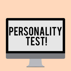 Word writing text Personality Test. Business photo showcasing method used assessing huanalysis demonstratingality constructs Blank White Computer Monitor WideScreen Mounted on a Stand for Technology