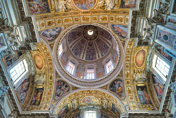 Beautiful church ceiling somewhere in Rome, Italy