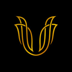 Luxury leaf combination with initial letter U logo design © cahyo