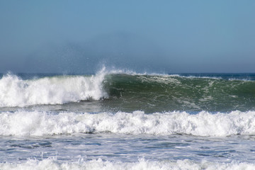 Atlantic ocean waves crashing on Agadir beach, Morocco