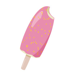 Pink Popsicle ice cream. Strawberry sweet cold dessert.