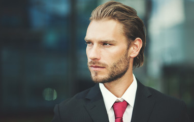      Handsome blonde male manager