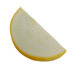 cut of yellow zucchini isolated on white background