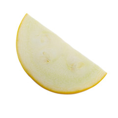 cut of yellow zucchini isolated on white background